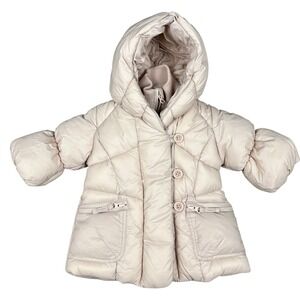 babyGap Puffer Coat Hooded Quilted Cream Baby Girls 0 6 Months